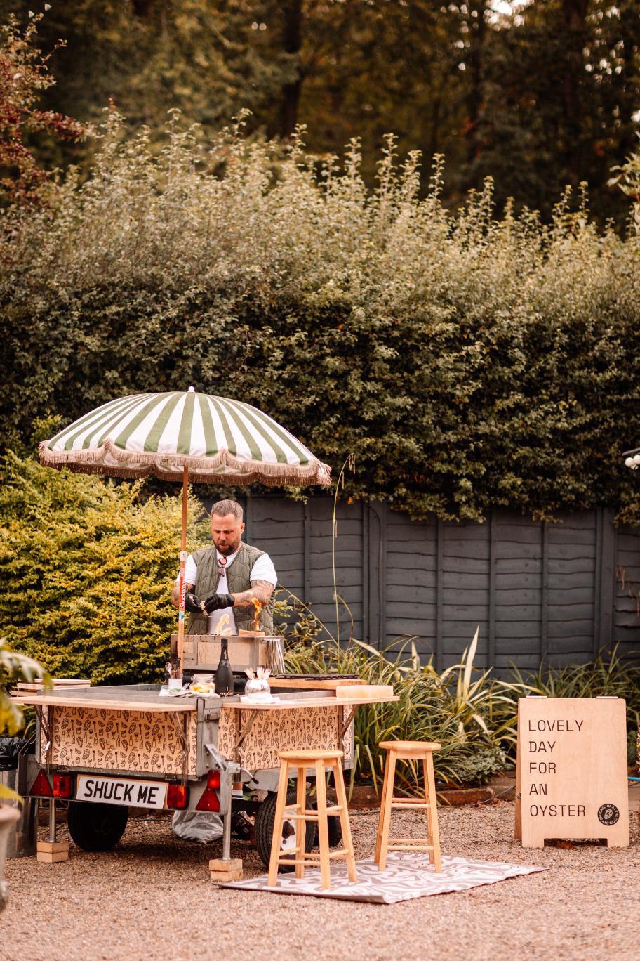 Wedding setup with the oyster trailer